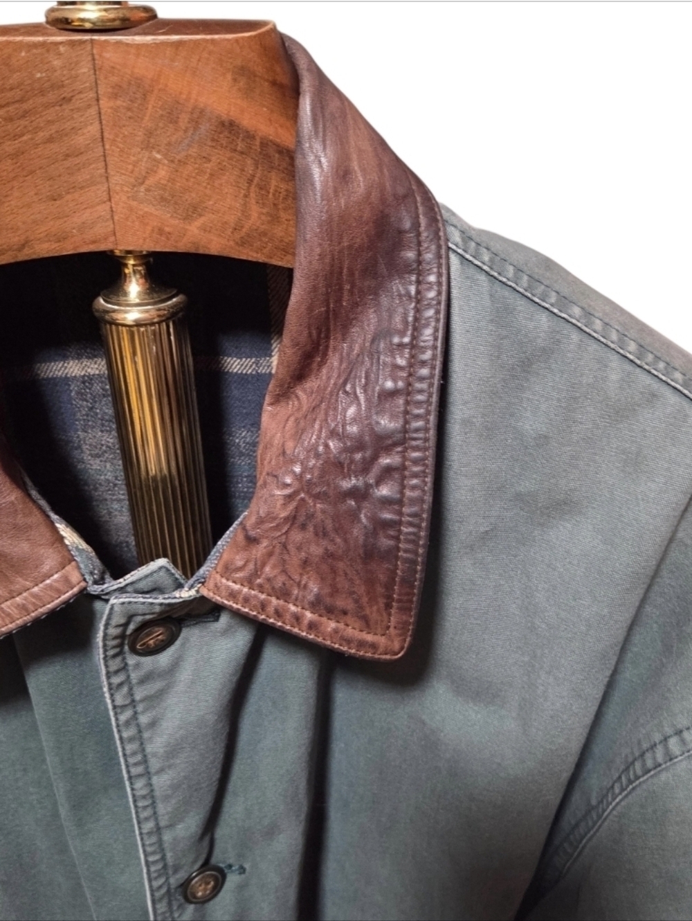 Vintage Geoffrey Beene Reversible Green & Plaid Barn Field Chore Jacket Large - Picture 2 of 12